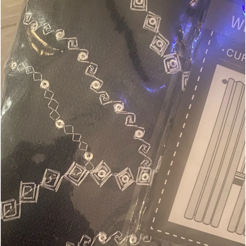 NWT Navy Blue Delicate Sequined Curtains/Drapes Set of 2, 50” W X 63” L